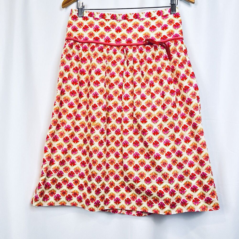 J.Crew Floral A-Line Skirt Women’s Size 4 Pink Orange Cotton Midi Retro